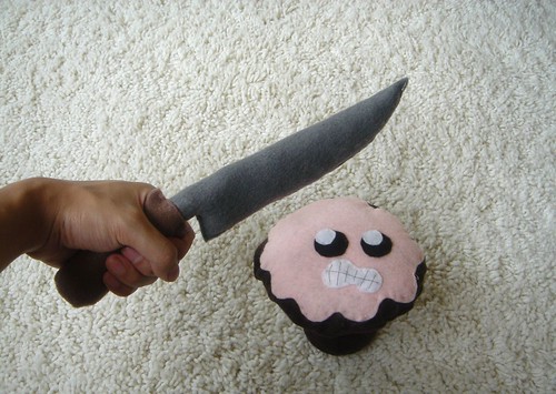 a cupcake and knife