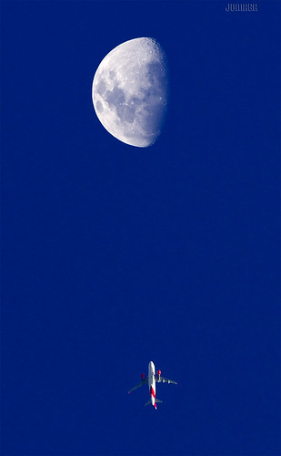 plane moon blue deep sunset pentax