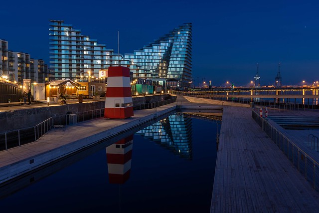 Aarhus harbour bath - blue hour reflection