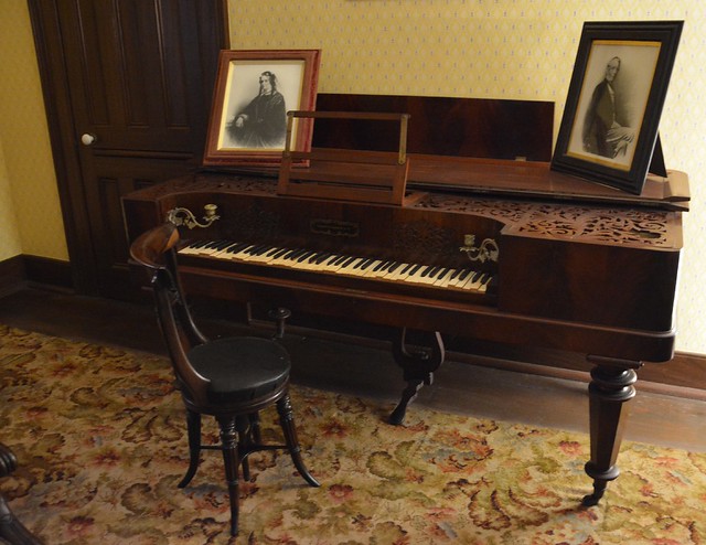 Piano and stool in Grange the home of Captain Charles Sturt explorer and surveyor, and a founder of South Australia. Now the Charles Sturt Memorial Museum