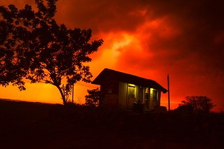 Red sky over the shelter