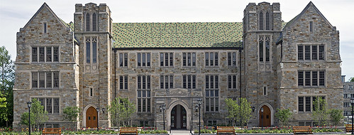 Fulton Hall and the quad in spring.