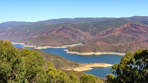 burntforest dam hills land outdoors outside scapes trees water victoria australia au