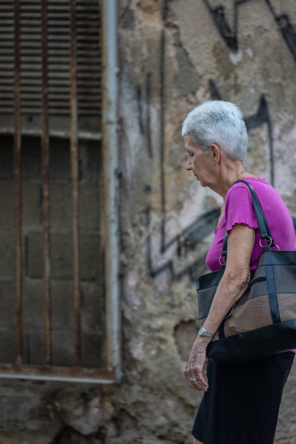 Grey Haired Lady Walking