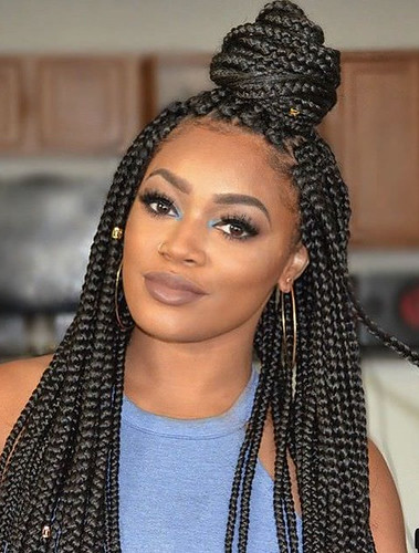 Bun box braids for black women | You can see hundreds of Box… | Flickr
