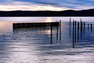 Sunset over the Hudson River in the village of Sleepy Hollow