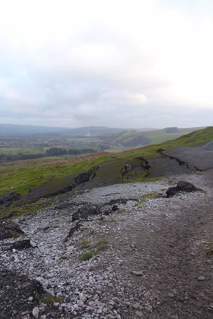 Remains of collapsed A625, Mam Tor, Derbyshire.   December 2018