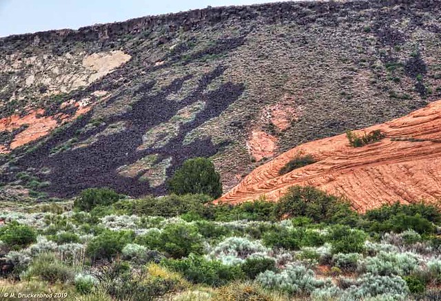 An Ancient Lava Flow and Red Navajo Sandstone at Snow Canyon State Park Utah