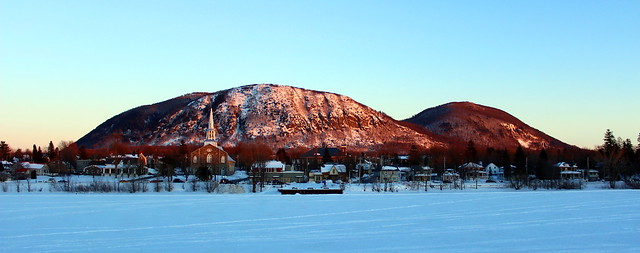 Mont St-Hilaire in winter viewed from across the Richelieu River