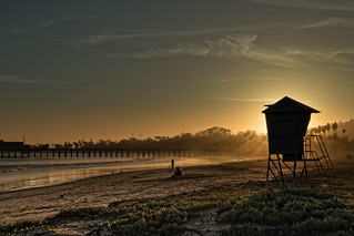 Setting Sun at West Beach, Santa Barbara