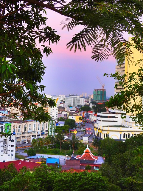 Dawn view of Melaka city from Bukit Cina