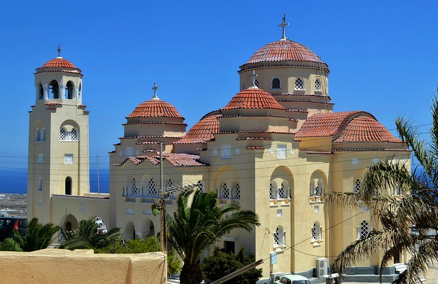 La chiesa bizantina Panagia Episkopi, nell'isola di Santorini