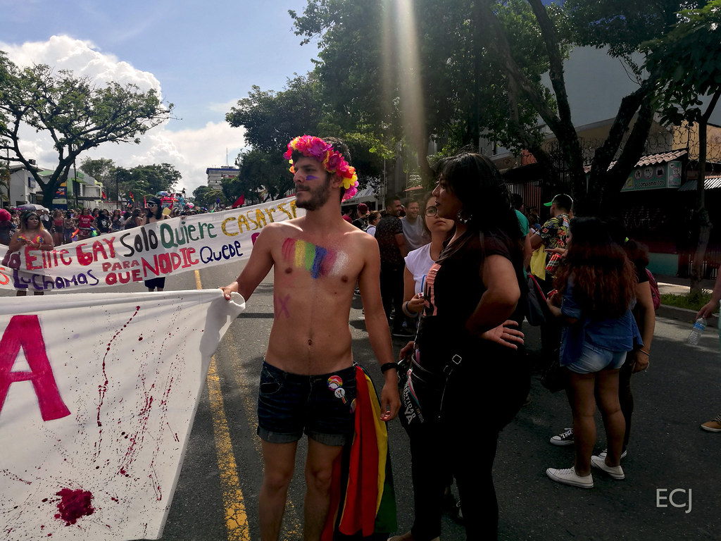 Retrato y pancarta feminista, Marcha de la Diversidad 2017/ Portrait and feminist banner, Costa Rican Pride, 2017