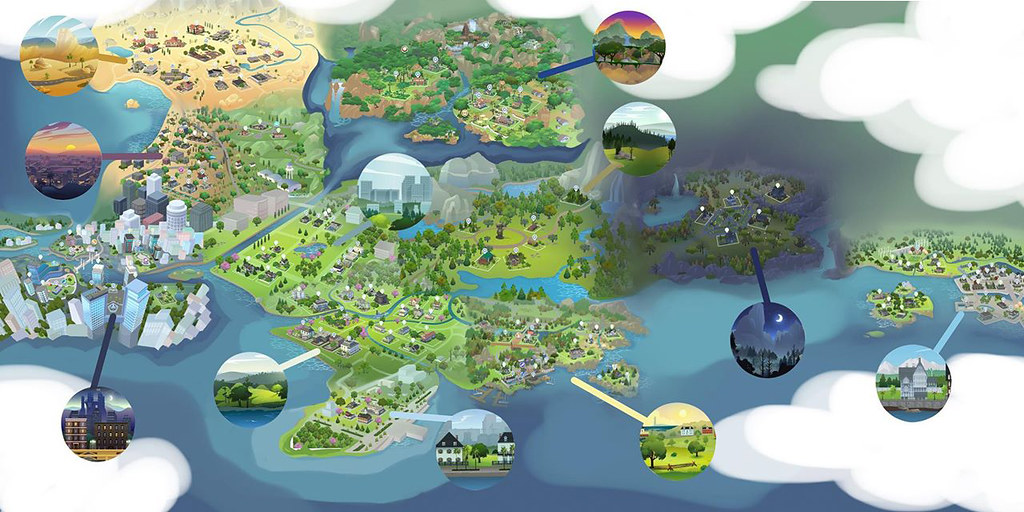 Como Seria o Mapa do The Sims 4 Se Todos os Mundos Fossem Conectados