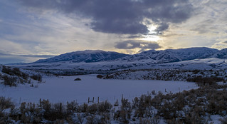 Winter sunset beneath the Bannock Range mountains of southeast Idaho