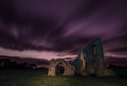 ruins suffolk dunwich dusk sunset night long exposure light paint sky clouds dark