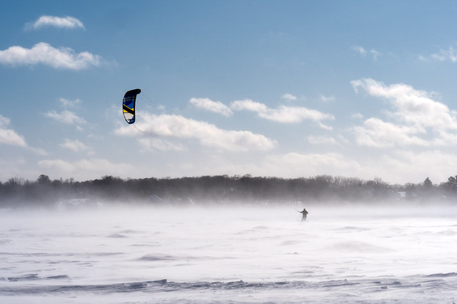 Snowkiter on Wayzata Bay in Wayzata Minnesota