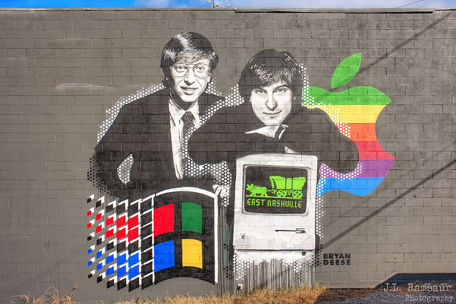 Microsoft and Apple mural by Bryan Deese - East Nashville, TN