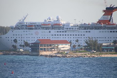 Grand Celebration (Bahamas Paradise Cruise Line) at Freeport, Grand Bahama Island taken from the Port and the Royal Caribbean Grandeur of the Seas - Monday February 18th, 2019