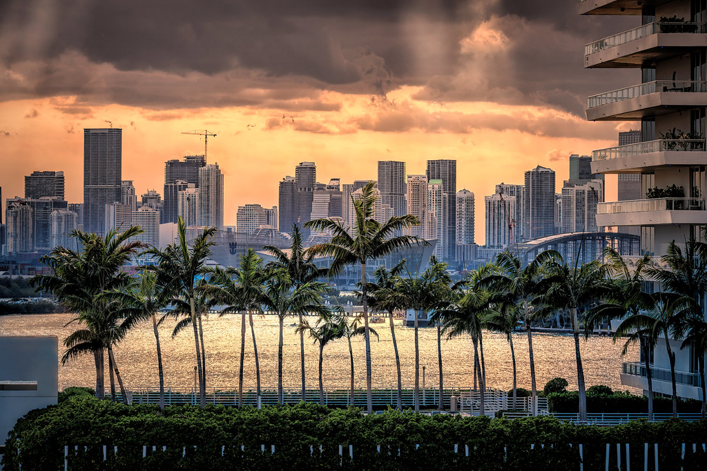 Sunset with crepuscular rays over downtown Miami as seen f… | Flickr