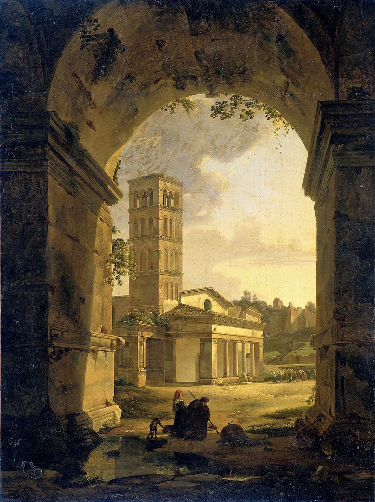 Antonie Sminck Pitloo - De kerk van San Giorgio in Velabro te Rome (1820)