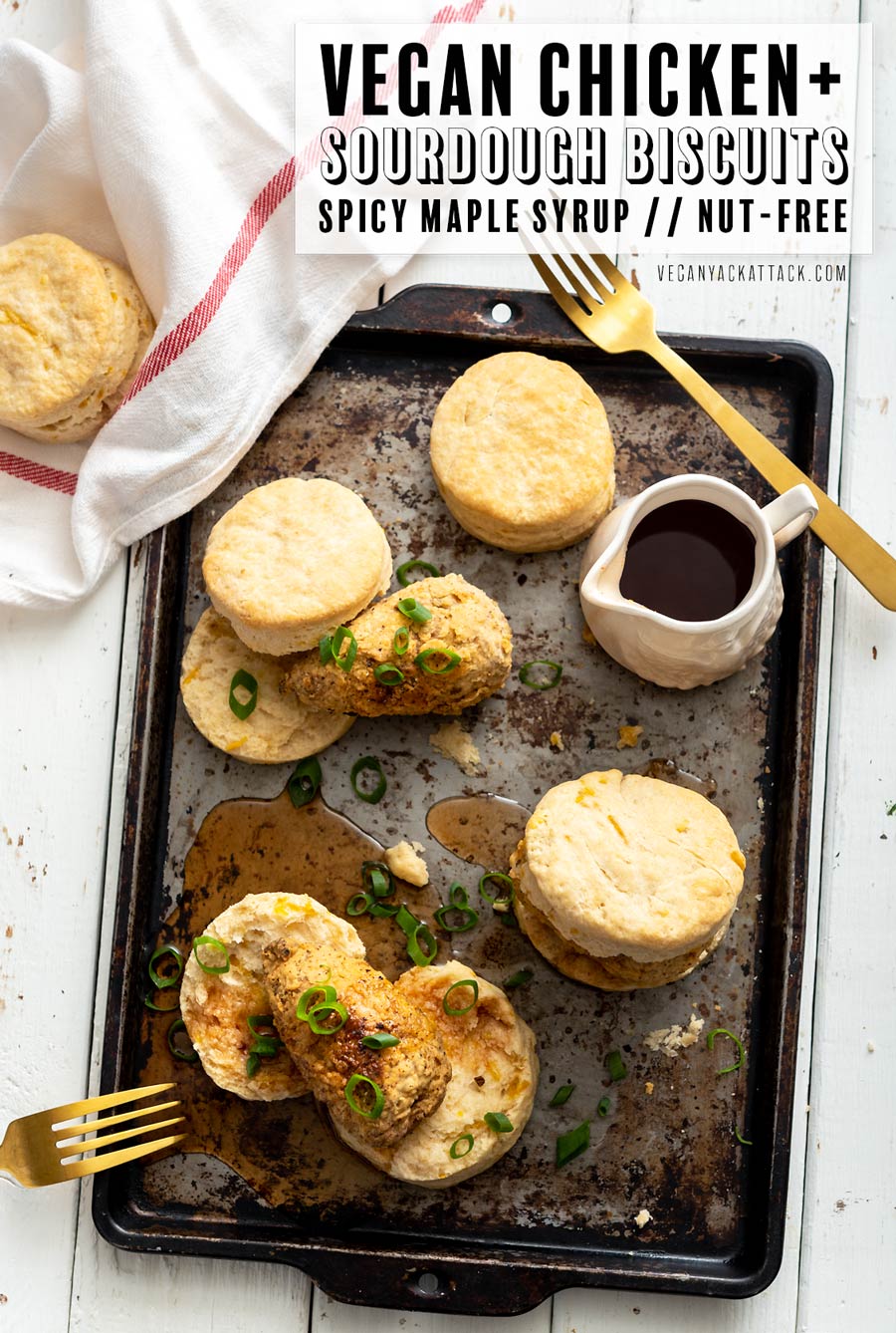 Hearty, flavorful, and perfect for weekend brunch, this vegan Chicken and sourdough biscuits recipe is straight up comfort food! And is non-vegan approved! #vegan #nutfree #brunch #dinner #sourdough #biscuits