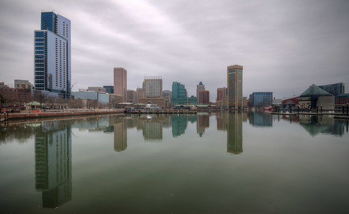 baltimore maryland city cityscape reflection skyline baltimoremaryland md landscape innerharbor inner harbor water cloud cloudy weather