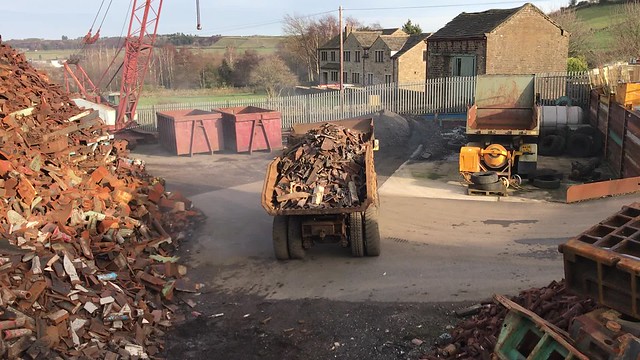 Foden dumper tipping 20 tonnes of broken cast iron