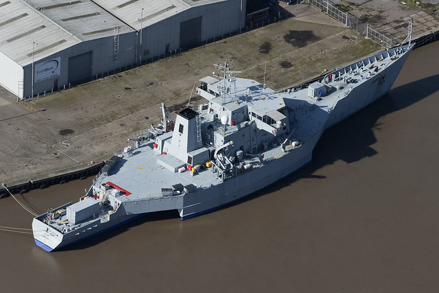 Aerial image of the RV Triton in Great Yarmouth