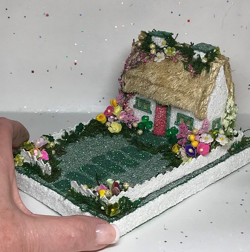 Mini Irish Cottage Putz with blessing on the base