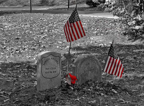 civil war blackwhite bw memorial park tombstones monuments statue graves cemetery phillips family american flag oldglory indiana county pa pennsylvania landscape scenic georgeneat patriotportraits neatroadtrips
