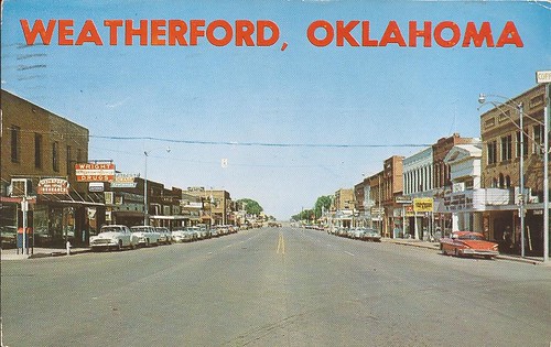 postcard oklahoma weatherford mainstreet route66 highway66 us66 street highway