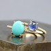 I need some color today!! :green_heart::blue_heart: Turquoise and blue sapphire rings with 14k gold pavé bands. Made to order in your size. :clap: