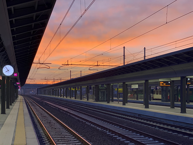 dawn at rail station