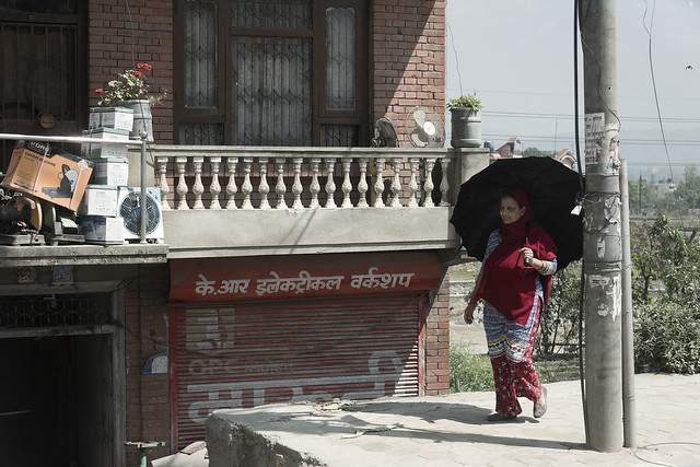 Sheltering from the sun in Kathmandu