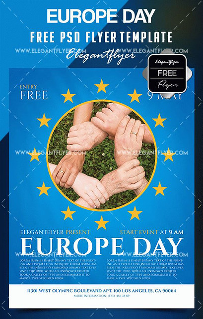 Free Europe Day Flyer Template