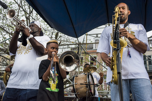 Hot 8 Brass Band play French Quarter Fest day 3 on April 13, 2019. Photo by Ryan Hodgson-Rigsbee RHRphoto.com