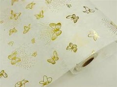 BUTTERFLY EXPLOSION Non-Woven Fabric Bolt Gold/White