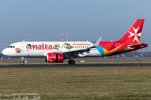 9H-NEO Air Malta Airbus A320-251N painted in -Nickelodeon- special colours SpongeBob SquarePants (AMS - EHAM - Amsterdam Schiphol)