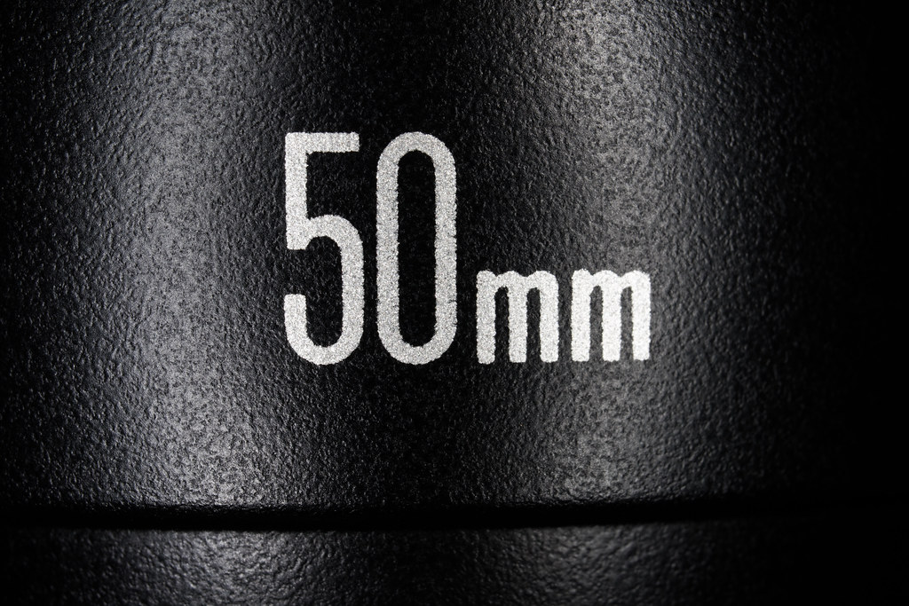 50mm lettering on a standard prime lens. Nifty fifty