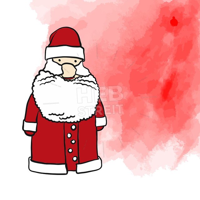 Santa Claus and red background painted