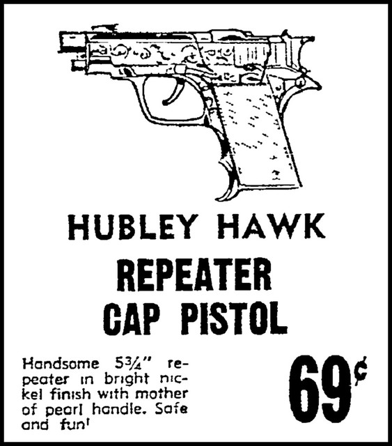 Vintage Advertising For The Hubley Hawk (No. 234R) Toy Cap Gun In A Thrifty Drug Store Ad In The Valley News (Van Nuys California) Newspaper, June 29, 1961