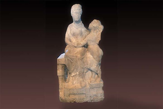 Funerals 2nd century CE Funeral statue of woman with her soul (Psyche) at the Archeological Museum in Aquileia WM Wolfgang Sauber 720X480