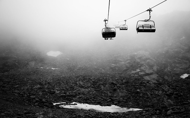 Cablecar in the sky - blackandwhite