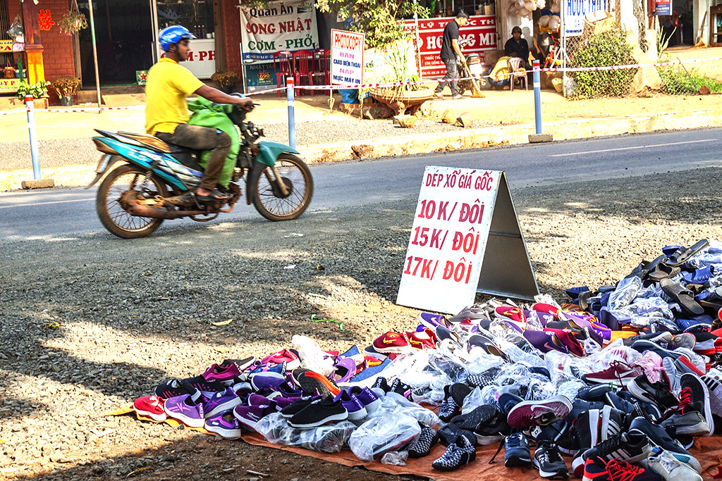 Shoes for sale on ground on 4-4-19--Ea Kly