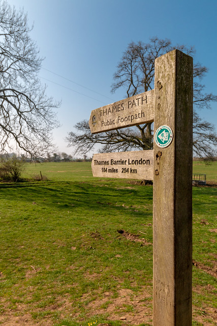 The Thames Path is a National Trail following the River Thames from its source near Kemble in Gloucestershire to the Thames Barrier at Charlton, south east London. It is about 184 miles (296 km) long. A path was first proposed in 1948 but it only opened in 1996.

The Thames Path's entire length can be walked, and a few parts can be cycled. Some parts of the Thames Path, particularly west of Oxford, are subject to flooding during the winter. The river is also tidal downstream from Teddington Lock and parts of the path may be under water if there is a particularly high tide, although the Thames Barrier protects London from catastrophic flooding.

The Thames Path uses the river towpath between Inglesham and Putney and available path elsewhere. Historically, towpath traffic crossed the river using many ferries. but crossings in these places do not all exist now and some diversion from the towpath is necessary.