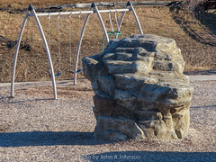 rock stack and swingset