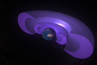 An artist’s rendering of the Van Allen radiation belts surrounding Earth