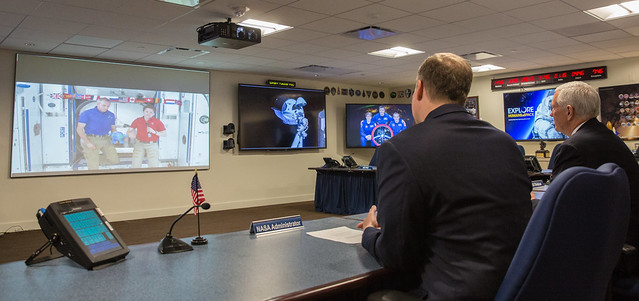 VP Pence Speaks with Astronauts Onboard ISS (NHQ201903060006)
