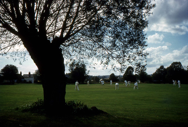 Cricket at Clavering, Essex, 1950s